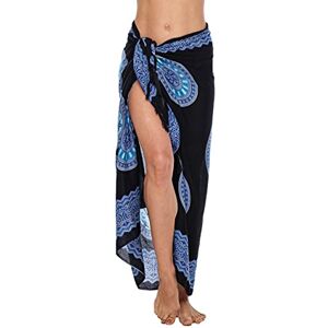 SHU-SHI Sarong avec Boucle en Noix de Coco pour Femme Look de Plage/Motif Floral à Porter sur Le Maillot de Bain Noir/Turquoise - Publicité