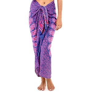 SHU-SHI Sarong pour femme look de plage à porter sur le maillot de bain motif mandala/paon taille unique bleu/rose - Publicité