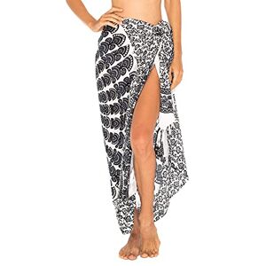 SHU-SHI Sarong pour femme look de plage à porter sur le maillot de bain motif mandala/paon taille unique noir/blanc - Publicité