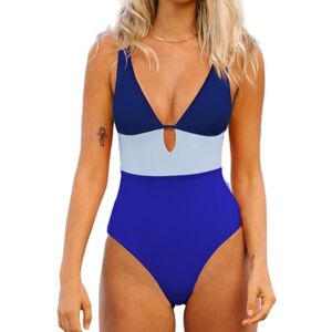 CUPSHE Maillot de bain une pièce pour femme avec découpe en trou de serrure, Bleu marine, L - Publicité