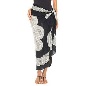 SHU-SHI Sarong avec Boucle en Noix de Coco pour Femme Look de Plage/Motif Floral à Porter sur Le Maillot de Bain Noir/Blanc - Publicité