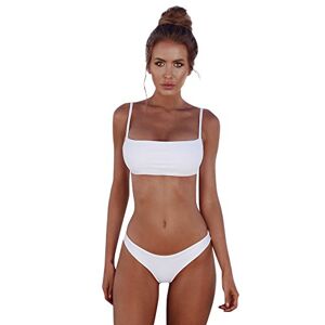 Susenstone Maillot De Bain 2 PièCes Femme,Bandeau Bandage Bikini Bresilien Sexy Push Up Swimwear De Plage (S, H-Blanc) - Publicité