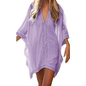 JFAN Robe De Plage Femme Ete Copricostumi Maillot De Bain Chemisier Pareo Femme Plage,Violet- Taille Unique - Publicité