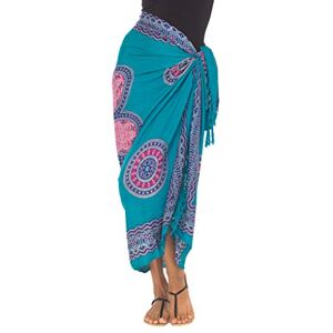 SHU-SHI Sarong avec Boucle en Noix de Coco pour Femme Look de Plage/Motif Floral à Porter sur Le Maillot de Bain Turquoise/Rose - Publicité