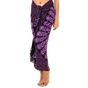 SHU-SHI Sarong pour femme look de plage à porter sur le maillot de bain motif mandala/paon taille unique violet - Publicité