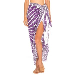 SHU-SHI Sarong pour Femme Look de Plage à Porter sur Le Maillot de Bain Motif Mandala/Paon Taille Unique Violet/Blanc - Publicité