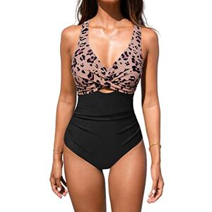 CUPSHE Maillot de Bain Une pièce pour Femme découpe Ventre contrôle entrecroisé Dos léopard Larges Bretelles Maillots de Bain XS - Publicité