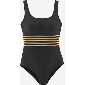 Maillot de bain couleur unie avec détails couleur or - LASCANA - noir-couleur doré NOIR-COULEUR DORÉ 42 - Publicité