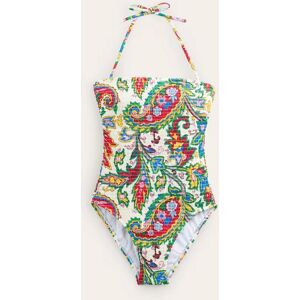 Maillot de bain bandeau Milos à smocks Femme Boden, IVO 40 - Publicité