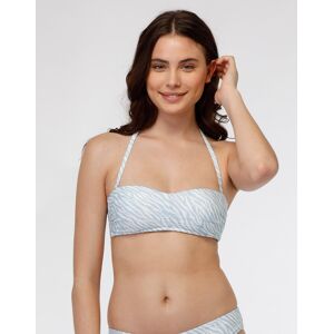 Haut de maillot de bain bandeau en microfibre, imprimé animalier bleu clair STAMP ANIM AZZU 90C