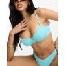 Lindex - Senna - Haut de bikini smockÃ© Ã  armatures - Turquoise-Bleu Bleu 36B female