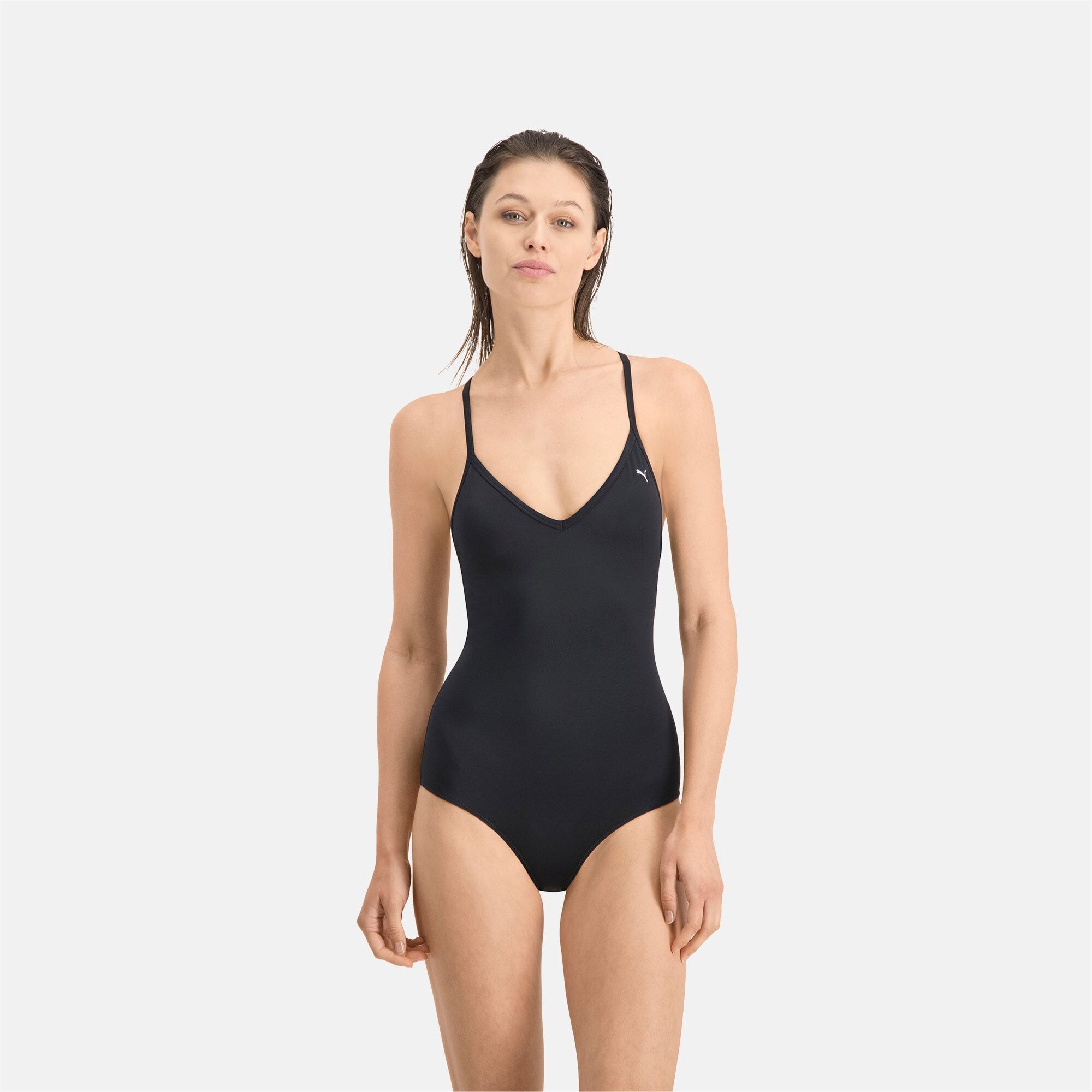 PUMA Maillot de bain PUMA Swim V-Neck Crossback pour Femme, Noir, Taille XS, Vêtements