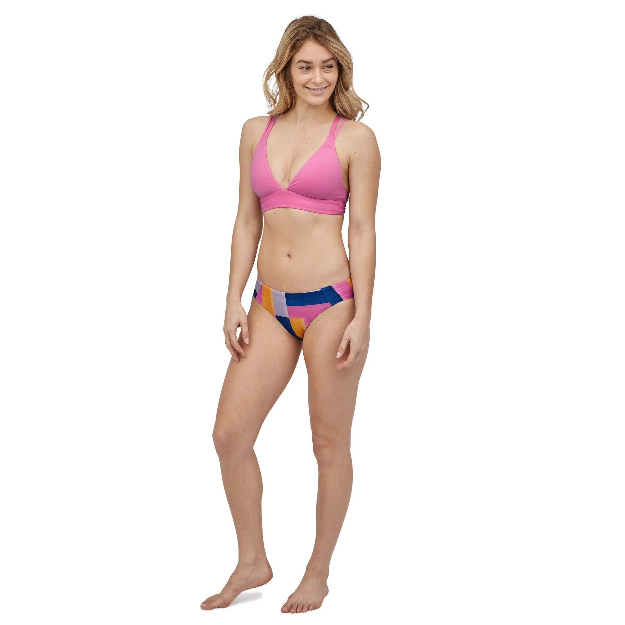 Patagonia Women's Nanogrip Sunset Swell Bikini Top, Marble Pink / XL