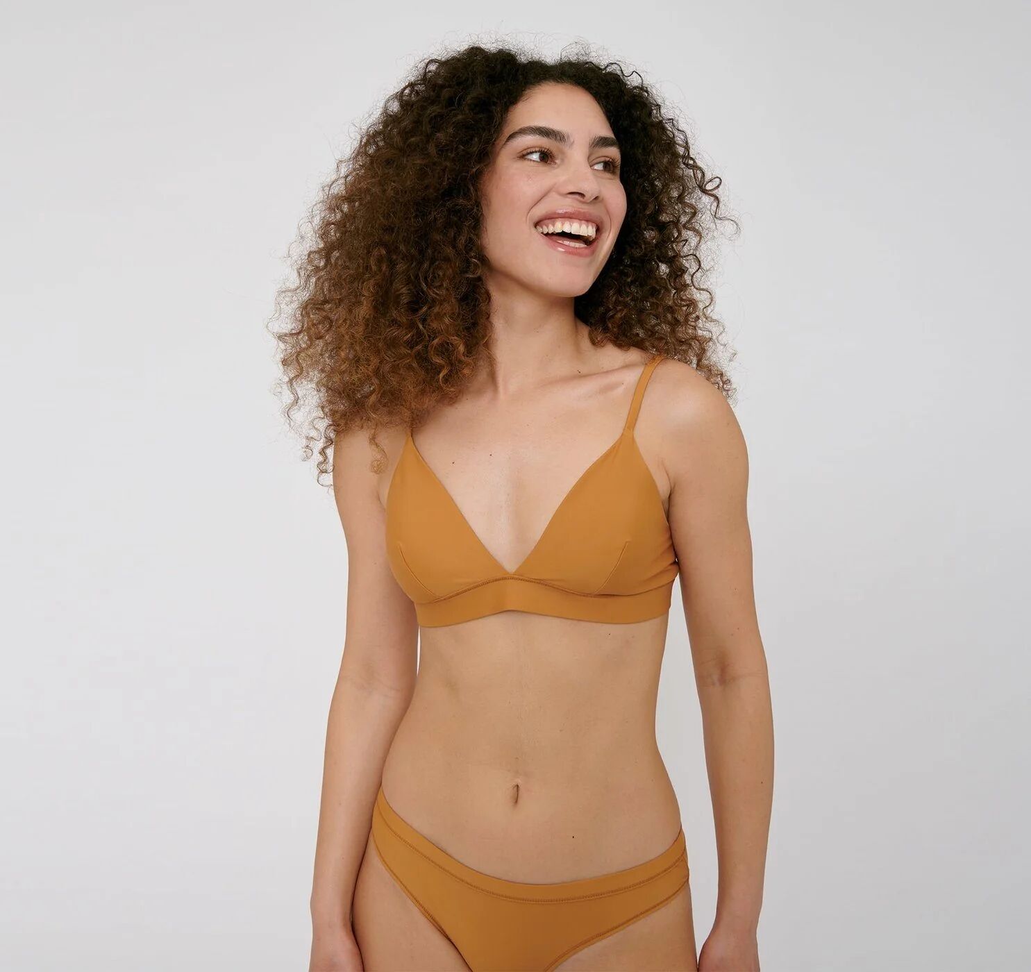 Organic Basics Women's Re-Swim Bikini Top - Recycled Nylon, Ocher / L