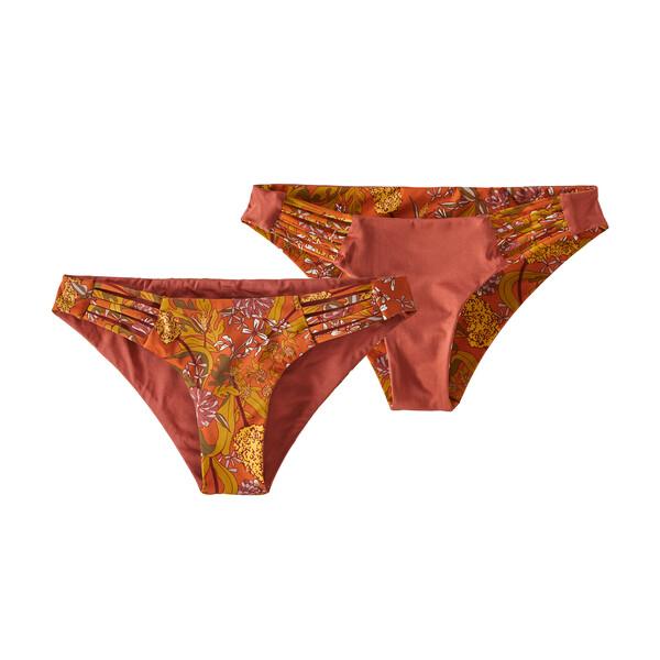 Patagonia Women's Reversible Seaglass Bay Bikini Bottoms - Recycled Polyester, Field Floral: Desert Orange / XS