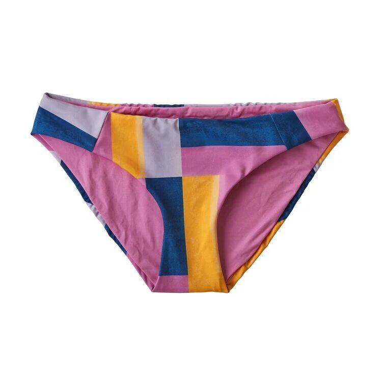 Patagonia Women's Sunamee Bikini Bottoms - Recycled Nylon, Patchwork Watercolor: Marble Pink / M