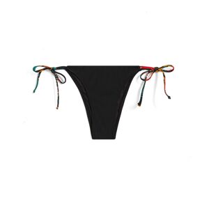 Freddy Slip bikini con chiusura a laccetti e dettagli tropical Nero Donna Small