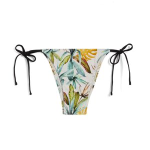 Freddy Slip bikini stampa foliage tropical con chiusura a laccetti Sabbia Donna Small