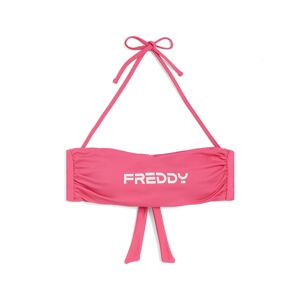 Freddy Top bikini a fascia con chiusura a fiocco e logo a contrasto Fuxia Donna Medium