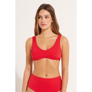 Tezenis Bikini Bra Top Imbottitura Estraibile Microfibra Riciclata Costine Donna Rosso Tamaño L