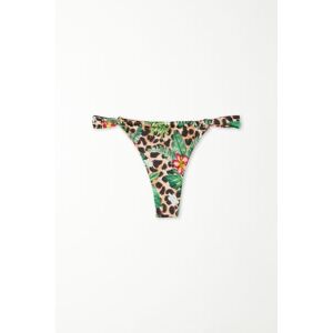 Tezenis Bikini Brasiliano Fianchetti Sottili a Tanga Wild Blossom Donna Marrone Tamaño L