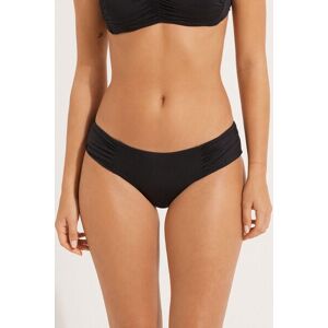 Tezenis Bikini Slip Alto Arriccio Laterale Tinta Unita Donna Nero Tamaño XL