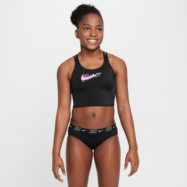 nike completo da nuoto midkini incrociato sul retro  swim – ragazza - nero