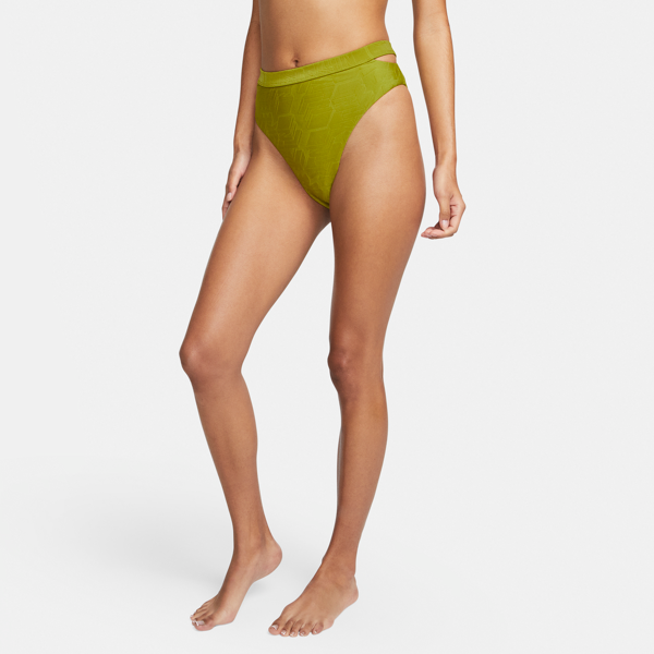 nike slip bikini a vita alta con aperture  swim – donna - verde