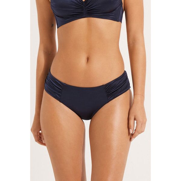 tezenis bikini slip alto arriccio shiny blu mare donna blu tamaño l