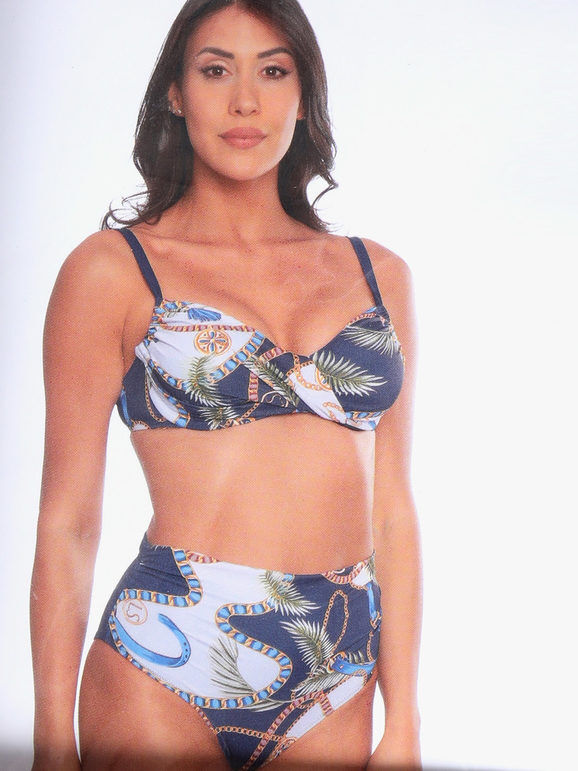 linea sprint Bikini donna a vita alta con stampe Bikini donna Blu taglia 46