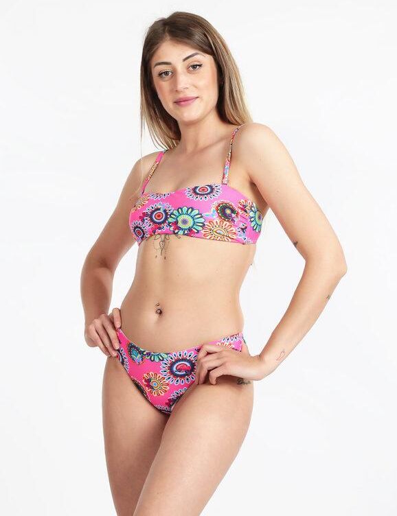 Farfala Fiore Costume da bagno bikini a fascia Bikini donna Fucsia taglia 42