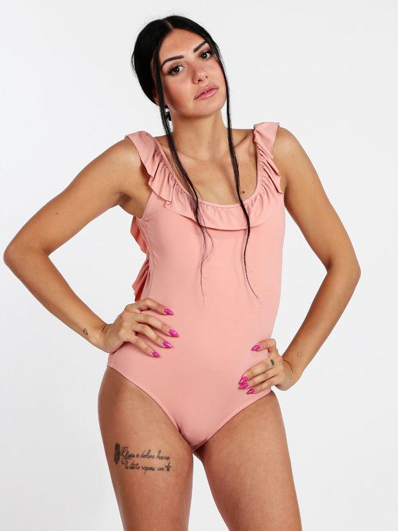 Brilliant Costume mare intero con volant Costumi Interi donna Rosa taglia 46