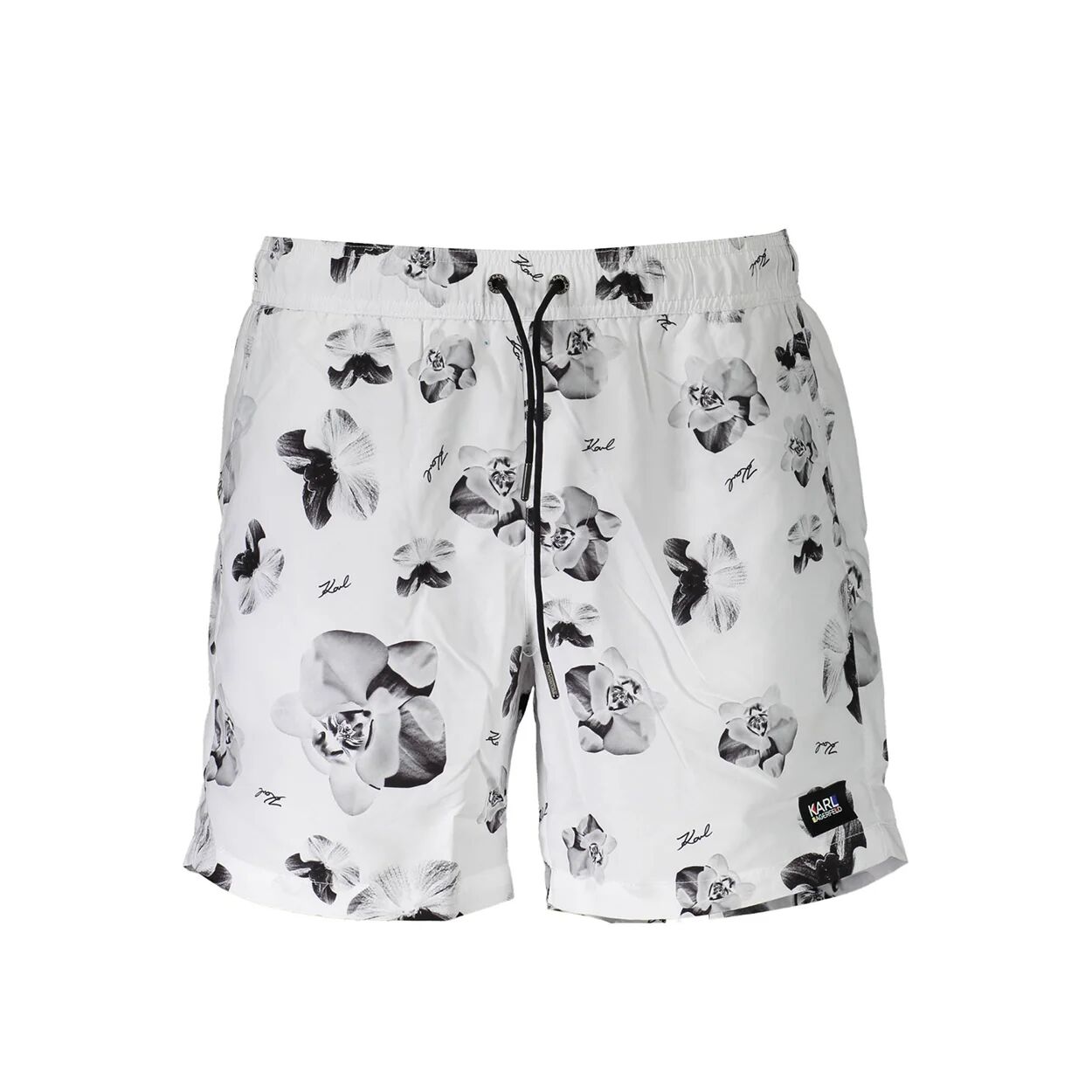 Lagerfeld Boxer da mare con fantasia fiorata bianco