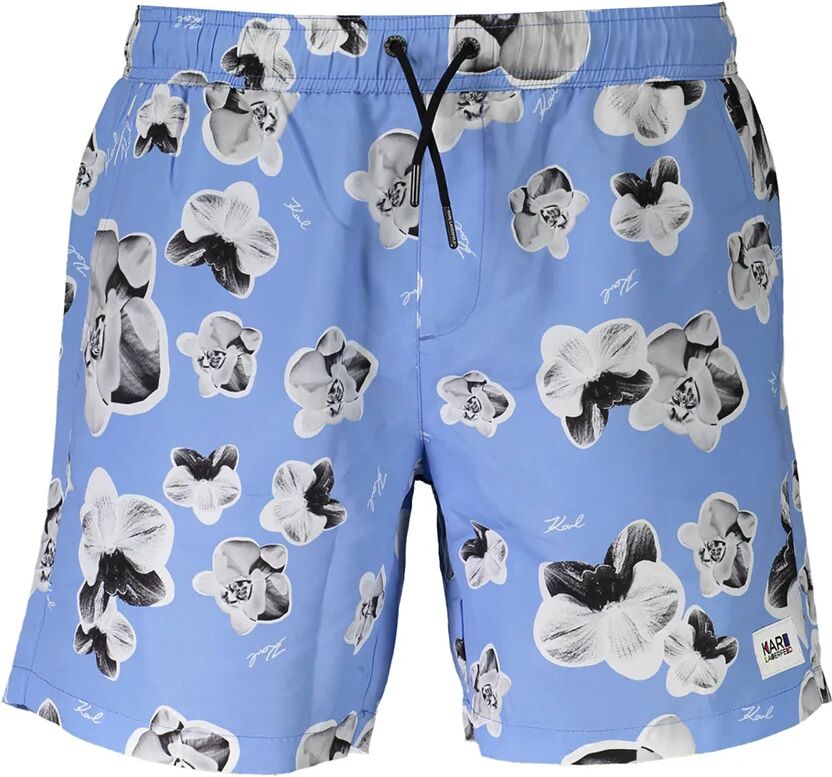 Lagerfeld Boxer da mare con fantasia fiorata azzurro