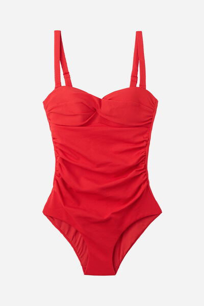 Calzedonia Costume Intero Contenitivo Leggermente Imbottito Classic Piquet Donna Rosso XL