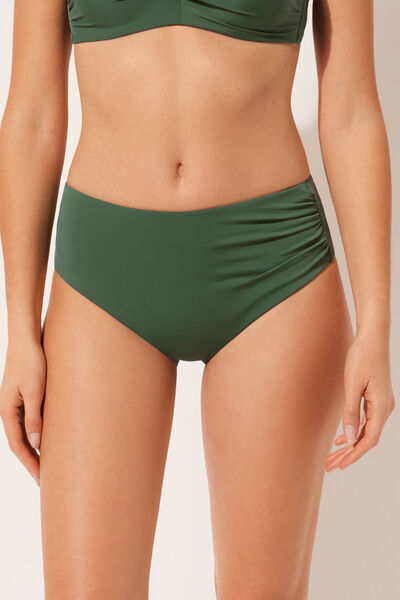 Calzedonia Slip a Vita Alta Contenitivo Costume Indonesia Donna Verde M