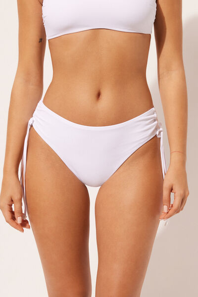 Calzedonia Slip a Vita Alta con Coulisse Costume Indonesia Donna Bianco XS