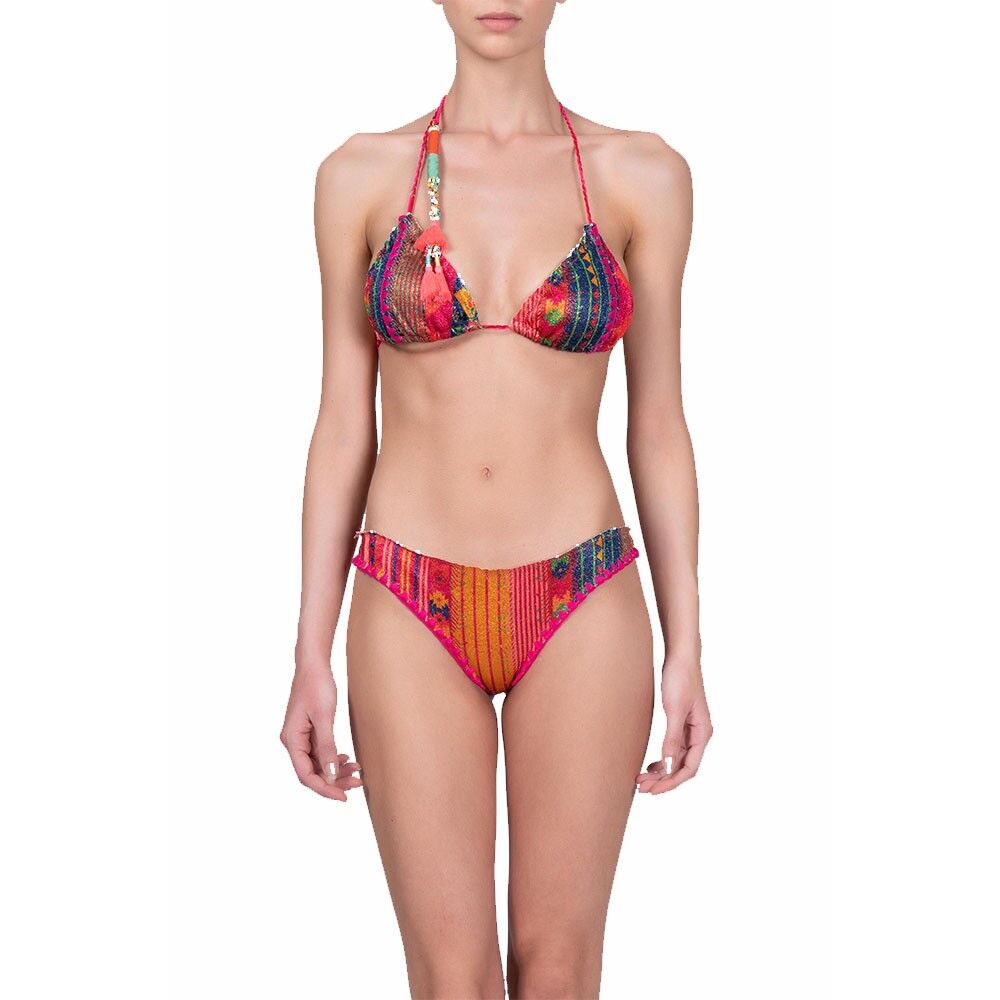 Effek Bikini Triangolo Fiorato Arancione Donna M