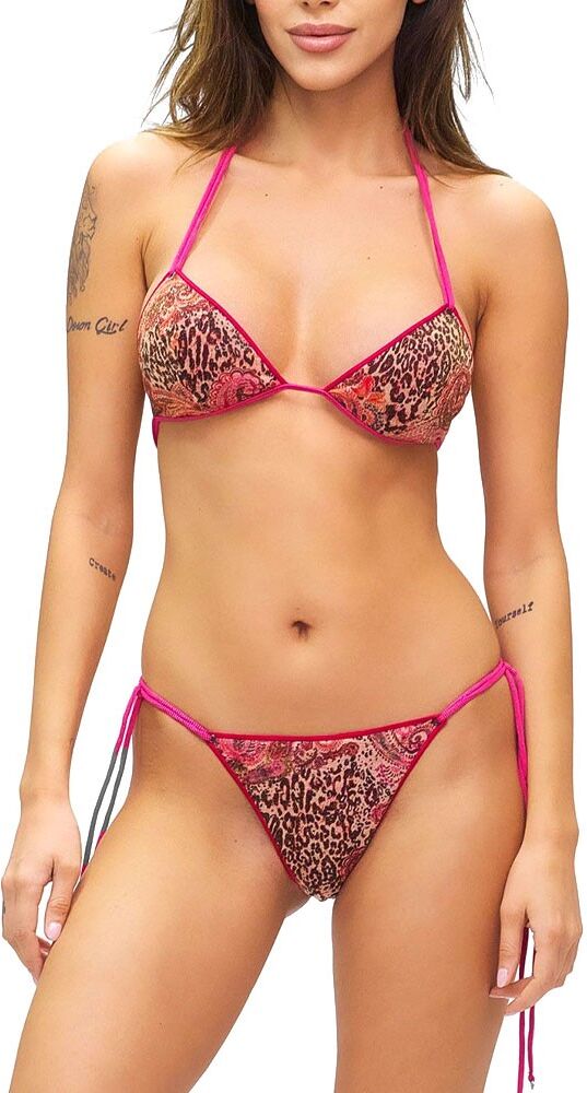 Effek Bikini Triangolo Reversibile Lurex Rosa Donna L