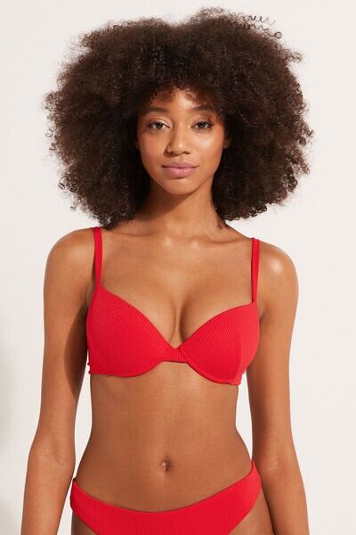 Tezenis Bikini Push-Up Imbottito Microfibra Riciclata Costine Donna Rosso Tamaño 4