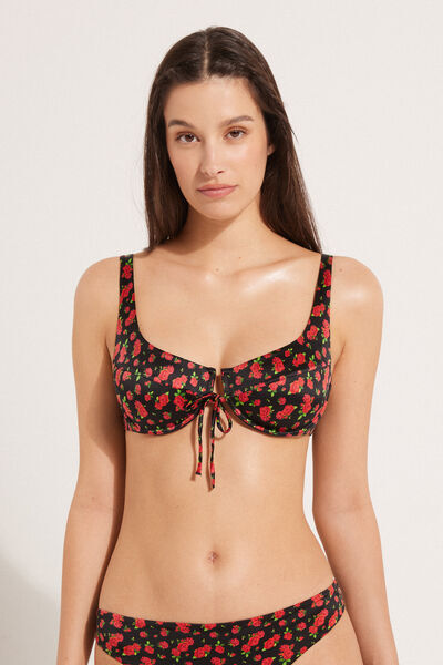 Tezenis Bikini Balconcino Spicy Roses Donna Nero Tamaño 4