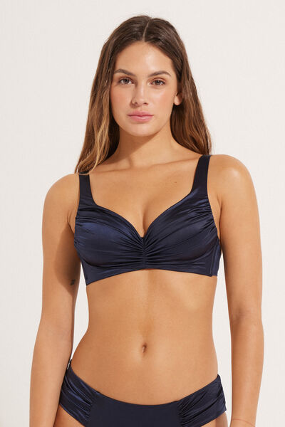 Tezenis Bikini Balconcino Imbottito Shiny Blu Mare Donna Blu Tamaño 4