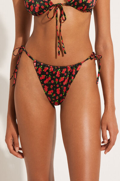 Tezenis Bikini Brasiliano Laccetti Spicy Roses Donna Nero Tamaño S