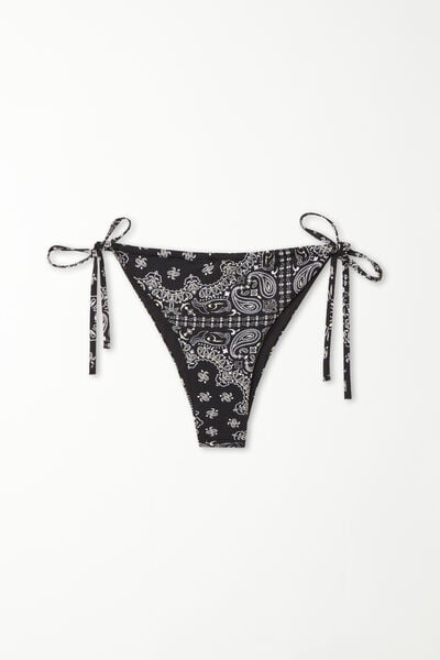 Tezenis Bikini Brasiliano Laccetti Black Bandana Donna Nero Tamaño M