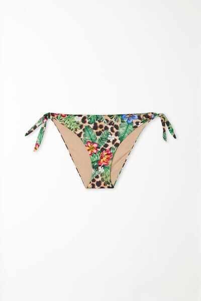 Tezenis Bikini Slip Laccetti Wild Blossom Donna Marrone Tamaño L