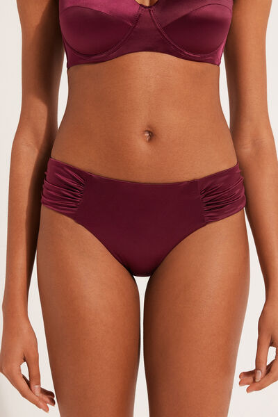 Tezenis Bikini Slip Alto Arriccio Shiny Bordeaux Donna Rosso Tamaño L