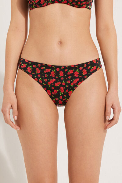 Tezenis Bikini Slip Classico Spicy Roses Donna Nero Tamaño S