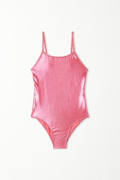 Tezenis Costume Intero Liquid Metal Bimba Bambina Rosa Tamaño 12-13