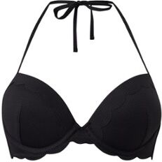 Hunkemöller Scallop Goddess voorgevormde push-up halter bikinitop - Zwart