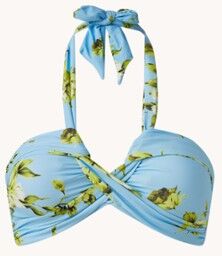 Seafolly Full Bloom voorgevormde bandeau bikinitop met bloemenprint - Lichtblauw